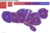 Cartogram by campaign spending